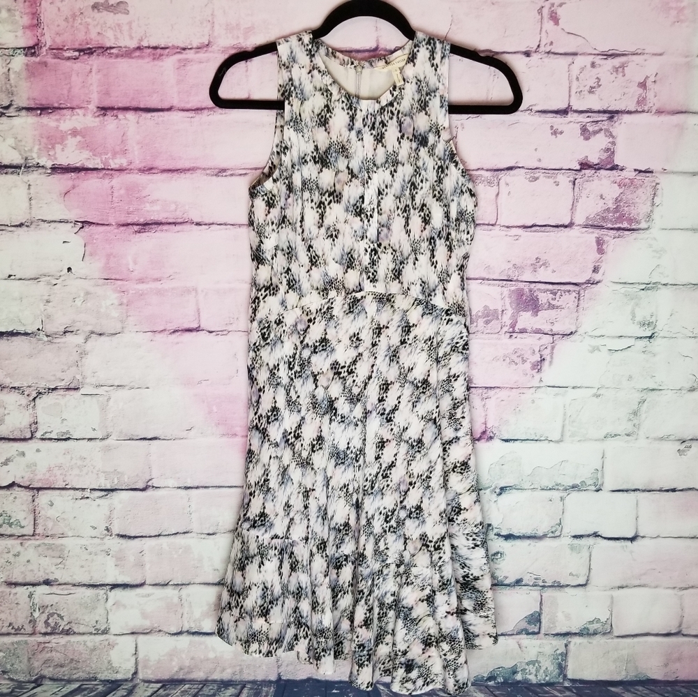 REBECCA TAYLOR 100% SILK TANK RUFFLE HEM LINED DRESS 0